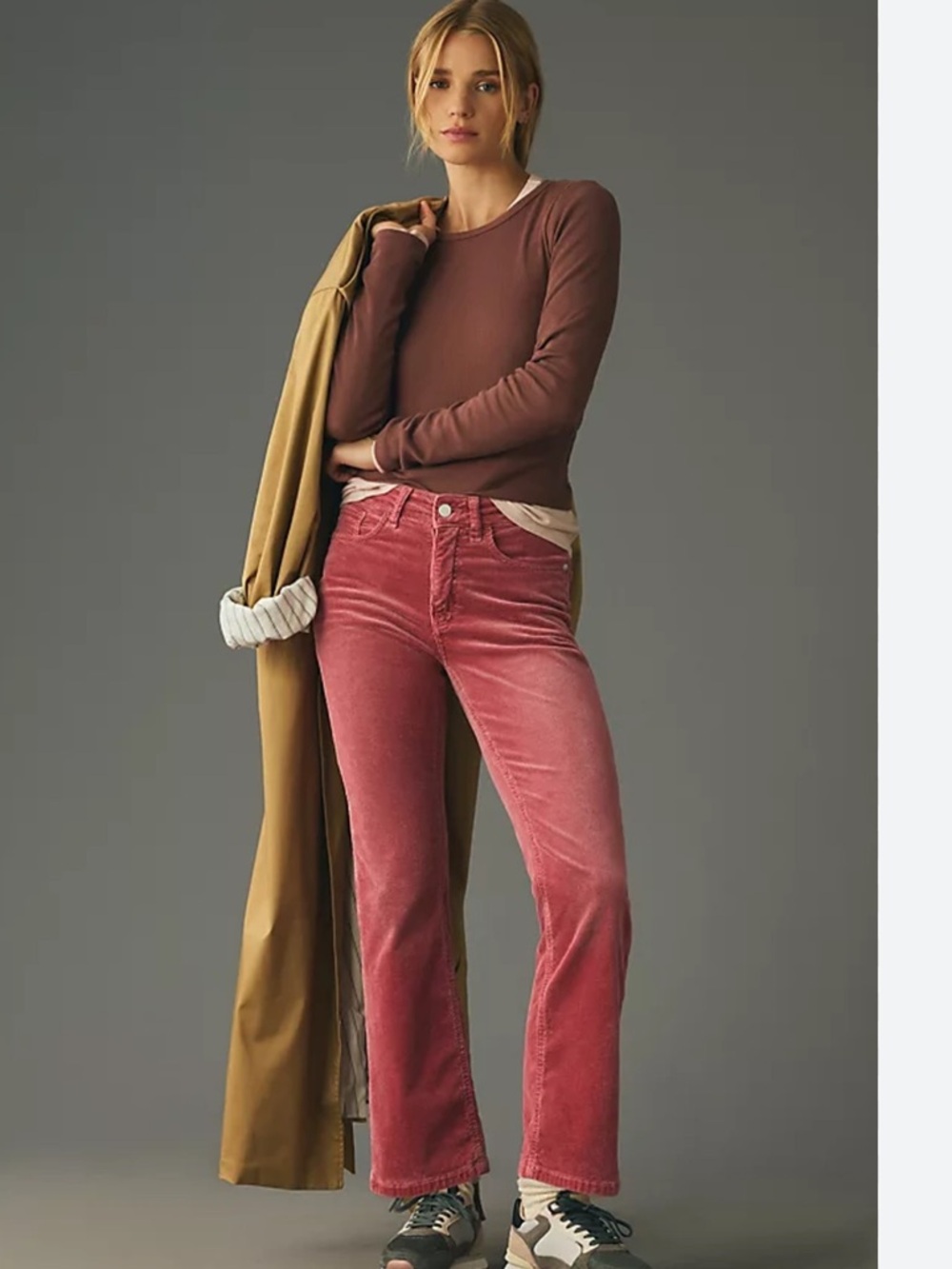 Pilcro Rose Pink Corduroy Straight-Leg Pants